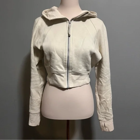 Lululemon Scuba Full-Zip Cropped Hoodie | Size: 8 | Bone - Picture 3 of 5